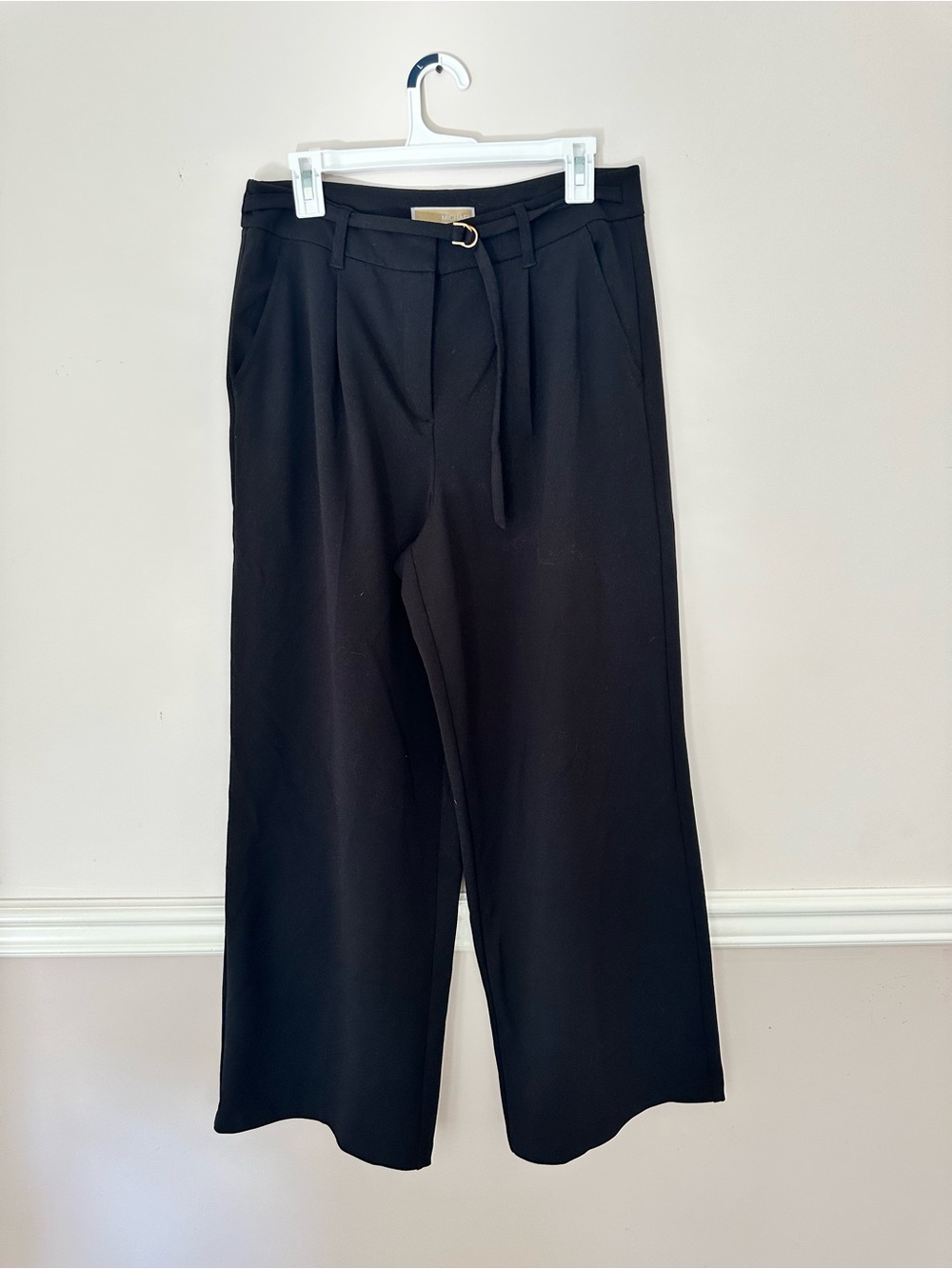 Michael Kors Black Wide-Leg Belted Trousers